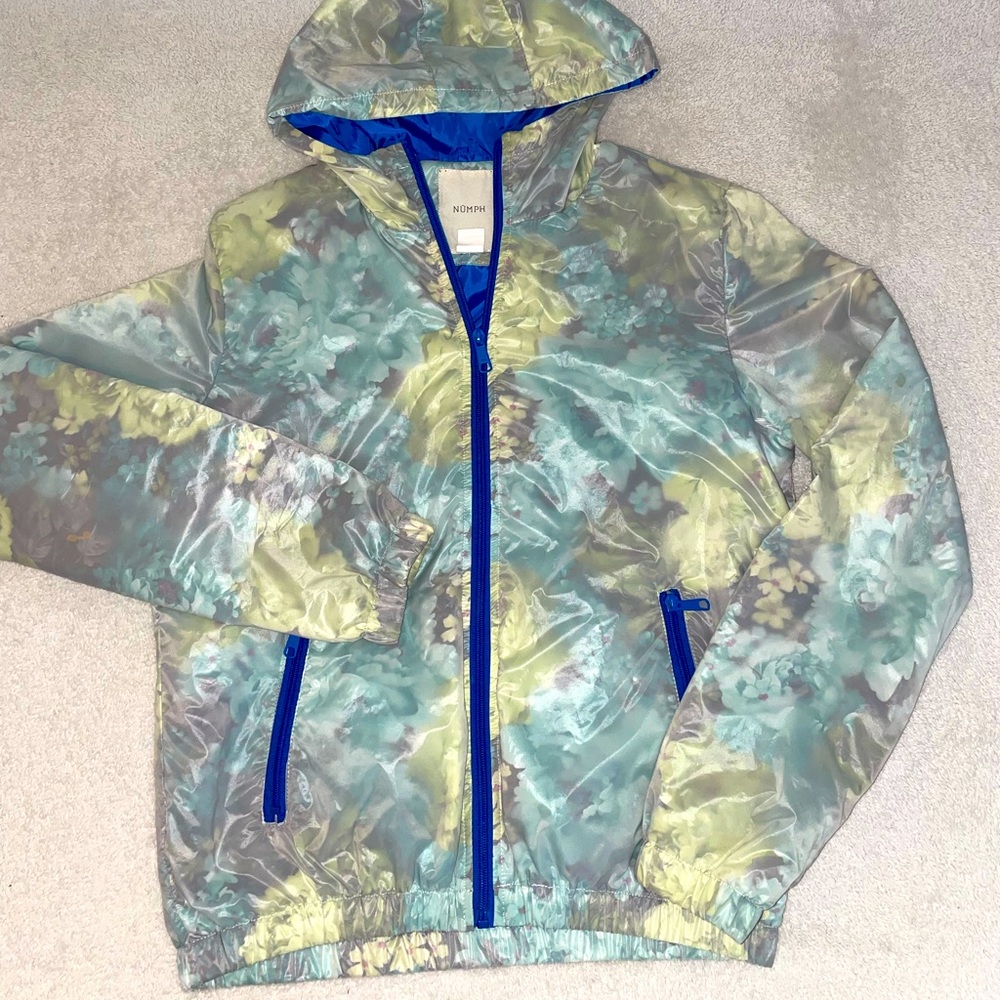 Vintage Iridescent Floral Raincoat Jacket Hood